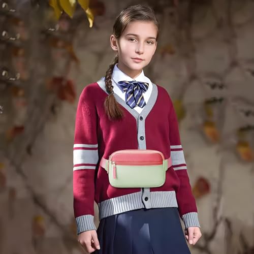 Image of Fanny Pack Birthday Gifts for 7 8 9 10 11 12 13 Year Old Teens Girls Kids, Preppy Cute Trendy Stuff Colorblock Crossbody Bag Adjustable Belt Bags, Dorm Travel Essentials for Girl Fashion
