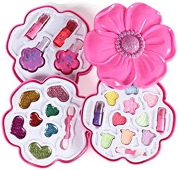 Amazon Tolacos キッズコスメメイクセット回転花形状 おもちゃ 女の子 誕生日プレゼント 小学生入学式 ギフト 安全水溶性子供用化粧品 お化粧セット ひまわり3段式 メイクアップ おもちゃ