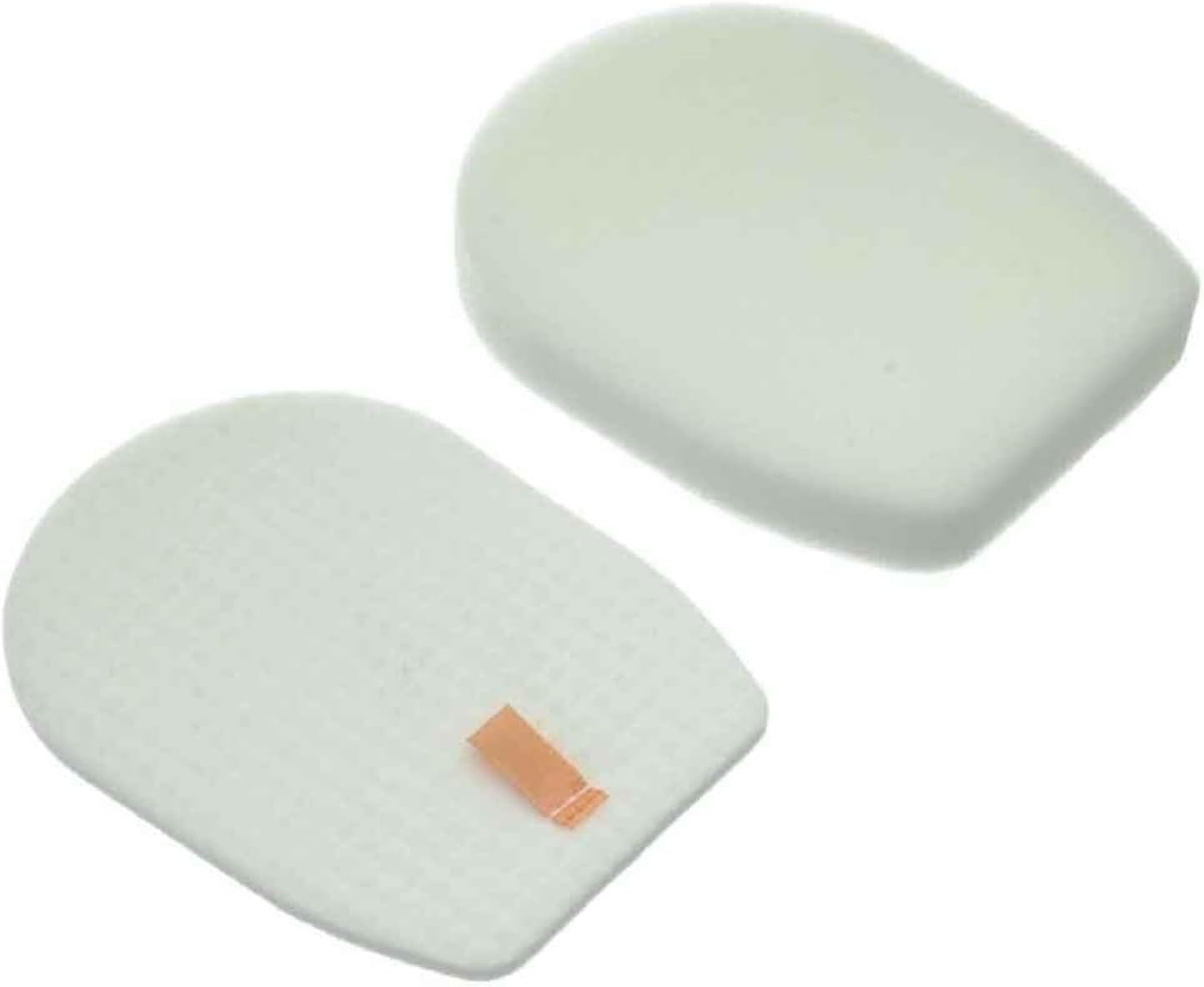 Two individual foam and felt filters, clean and ready for use.