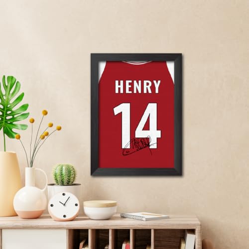 Image of TenorArts Thierry Henry Poster Frame Arsenal Jersey Laminated Photo Print Signature Framed Painting with Matt Finish Black Texture (12 inches x 9inches)