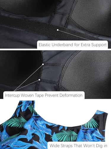 ECUPPER Women Tank One Piece Swimsuit Vintage Floral Plus Bathing Suit Tummy Control Monokini Swimwear with Built in Bra4