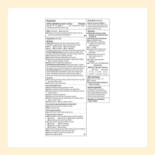 Amazon Basics Infants’ Ibuprofen Oral Suspension, 50 mg/1.25 mL, Berry Flavor Concentrated Drops, Dye-Free, 1 fl oz (Pack of 1) (Previously Care) - image 6