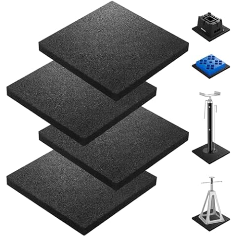 BOYISEN RV Jack Pads Rubber - RV Leveling Block Flex Pads Non-Slip RV Stabilizer Jack Pads W/Great for Gravel Uneven Terrains RV Leveling Pads for RV Camper Travel Trailer (12" (4-Pack)) Cover