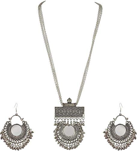 Fashion Factory Oxidised Silver-Plated Chandbali Afghani Necklace for Women and Girls (B07S8J94RW) Amazon Price History, Amazon Price Tracker