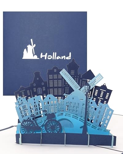3D Karte „Holland – Amsterdam“ edle Pop-Up Geburtstagskarte, Grußkarte, Souvenir und Geschenk – als Einladung zum Städtetrip, als Geschenkidee & einzigartige Dekoration