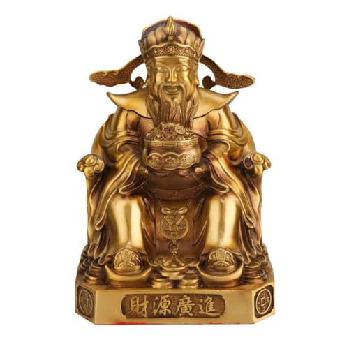 Statue de méditation en cuivre Dieu de la Richesse pour décoration bureau élégante