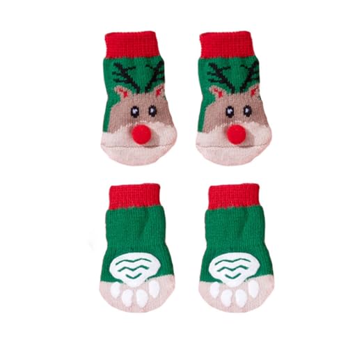 Fcnjsao 2 Pair Dog Shoes Protective Feet Covers Christmas Themed for Pet Indoor Use Outdoor Dog Feet Covers Protective Socks