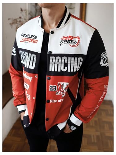 SOLY HUX Men's Button Down Graphic Varsity Jackets Racing Motorcycle Outerwear Streetwear4