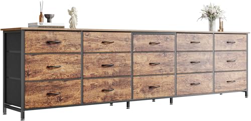Huuger 78.7 inch Long Dresser for Bedroom, 15 Drawer Fabric Dresser for Closet, Large TV Stand for...