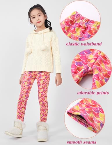 Kiench Girls' Winter Leggings Warm Fleece Lined Thick Stretchy Pants Cute Printed3