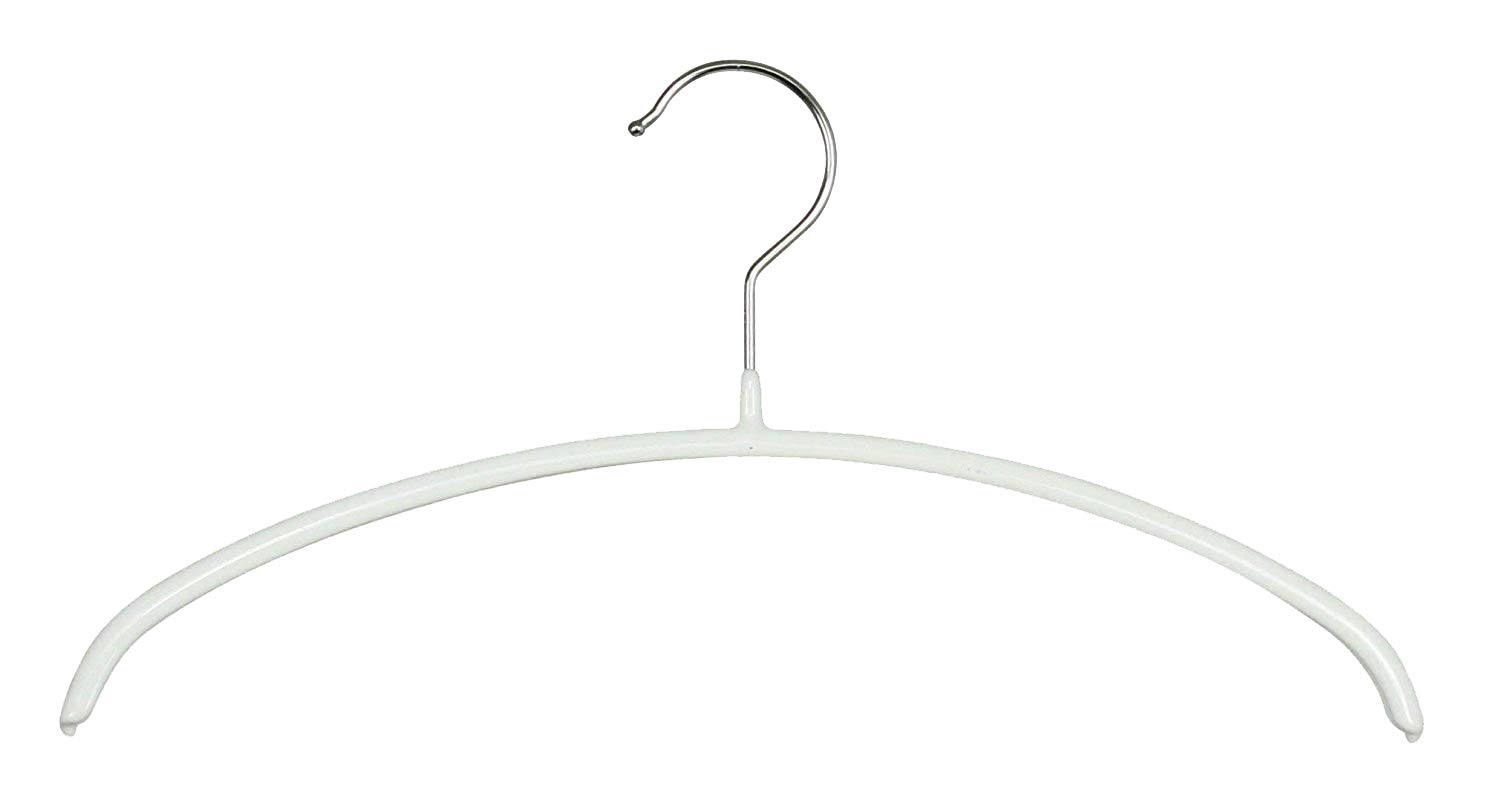 MAWA Hanger, Set van 10, Economic P, Dun, Ruimtebesparend, Rondvormige Hanger Perfect voor T-shirts en Jumpers, 360° Draaibare Haak, Antislip Gecoate, 36 cm, Wit