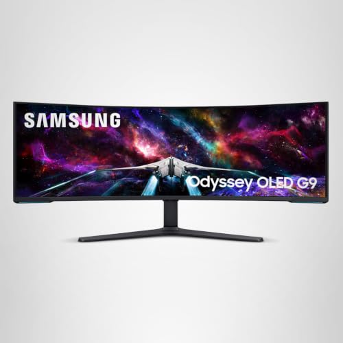 Samsung Odyssey Neo G95NC Curved Gaming Monitor, 57 Zoll, VA-Panel, 7.680 x 2.160 Pixel, Quantum Mini LED, Freesync Premium Pro, Bildwiederholrate 240 Hz, Reaktionszeit 1 ms (G/G), Wei&szlig;