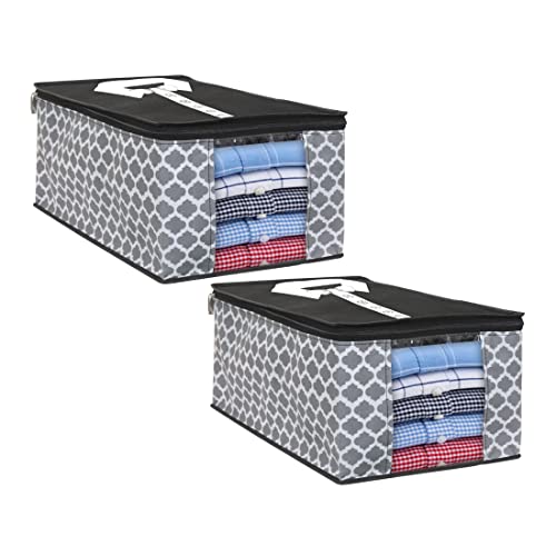 Image of PrettyKrafts Shirt Cover For Storage Organizer Garment Cover Foldable Clothes Storage Bags For Wardrobe /Closet Organiser, (Set of 2) Qtr Grey