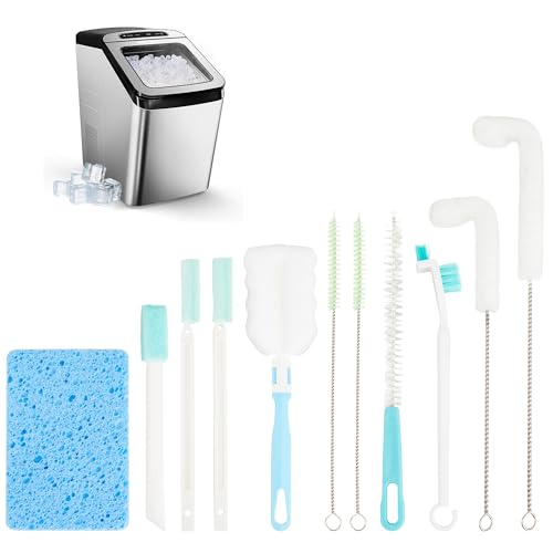 11 Pcs Ice Machine Cleaner Brush Sets, 10Pcs Nylon Bristles with 1 Pcs Cleaning Sponge, Home Kitchen Utility Detail Cleaning Brush Tools
