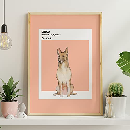 Nacnic Dingo Print. Poster mit Illustrationen von Hunderassen in warmen Tönen und Kuchen. Innenausstattung. A4 Größe