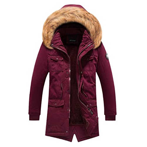 Manteau long homme en coton rouge XXL idéal pour sorties urbaines hiver
