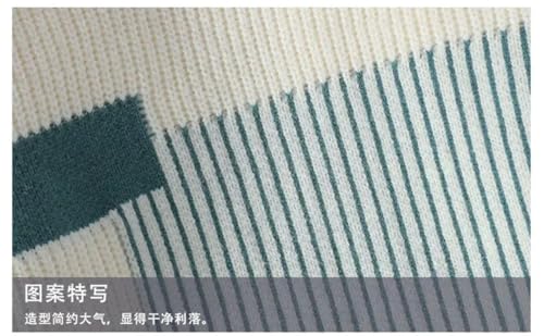 Men's Women Mock Neck Warm Knitting Patchwork Pullover Sweaters3