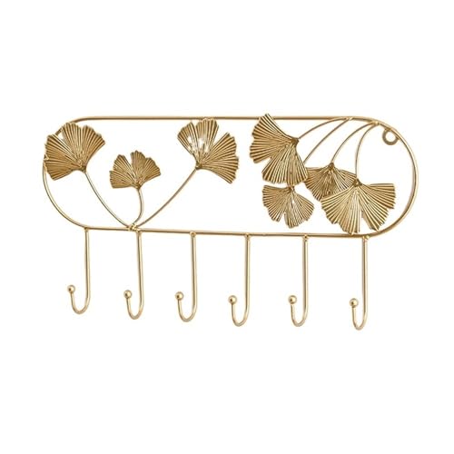 Perchero de pared Gancho de hoja de ginkgo montado en la pared, almacenamiento de llaves de pared, perchero de hierro forjado, gancho de arte for entrada, porche, decoración Ganchos para Abrigos(Grand