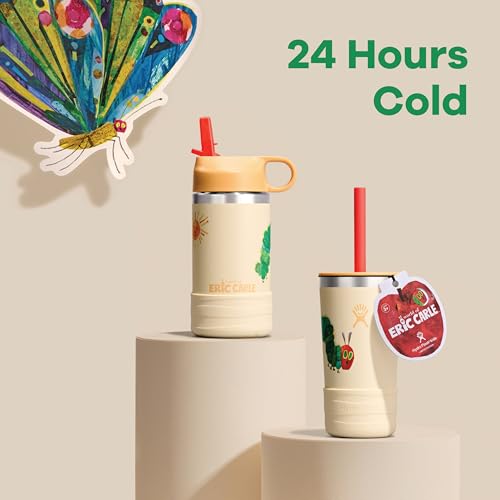 Image of Hydro Flask Kids Water Bottle and Tumbler Bundle Set for School - Stainless Steel and Insulated with Straw Cap - 12 Oz World of Eric Carle Fruit