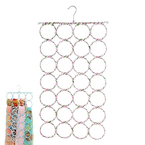 DBAILY Scarf Hanger, Multiple Purpose Scarves Hanger Clutter 28 Ring Scarf Ties Belts Organizer Shawl Storage Hanging Scarfs Hijab Tie Organiser Foldable Scarfs Hangers for Home Bedroom Living Room