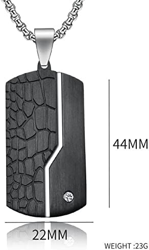 putouzip Men Black Dog Tag Necklace,316L Stainless Steel Cuban Link Chain Iced Out Pendant Necklace - Image 2