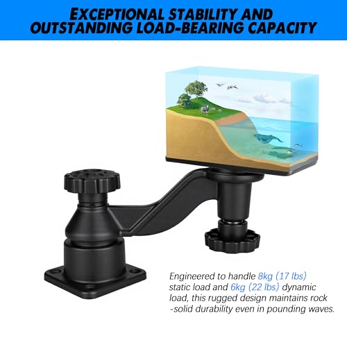 Image of Heavy Duty Fish Finder Mount with Swing Arm, All Aluminum Marine Electronic Mount for Boats, 360 Rotation Depth Finder Mount Compatible with Garmin Lowrance Humminbird, Holds 5 inch-12 inch Screens