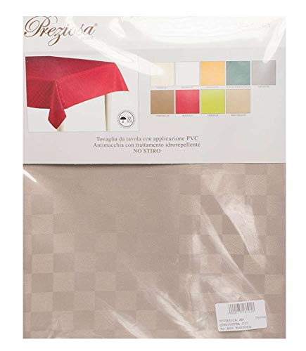  Preziosa QUADROTTA TOVAGLIA da TAVOLA ANTIMACCHIA 6 Persone 140X180 No Stiro Idrorepellente Vari Colori (Nocciola)