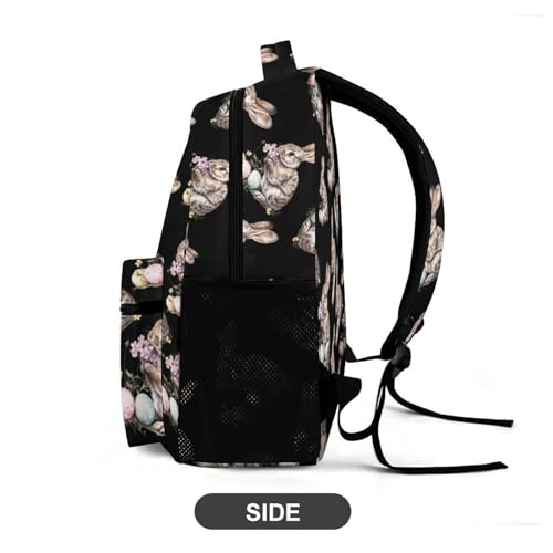 Rabbit Flowers Easter Eggs Travel Backpack Casual Daypack Shoulder Bag with Adjustable Shoulder Straps4
