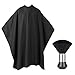 Produktbild IWILCS Friseursalon Haarschneideumhang, Schwarz Salon Barber Cape mit Nacken Bürste, Friseur Schönheit Schal, Unisex Professionelle Schürze Haar Styling Salonausstattung