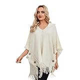 EREPIAO Soft and Warm Pullover Poncho Sweater with Hood - Fashionable Cape for Women