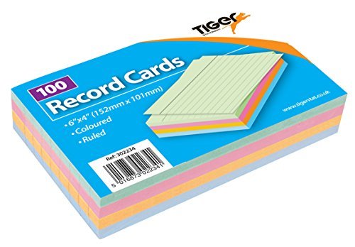 1 x 100 Sheet Pack of Record Flash Cards Coloured Study Revision Coloured 6