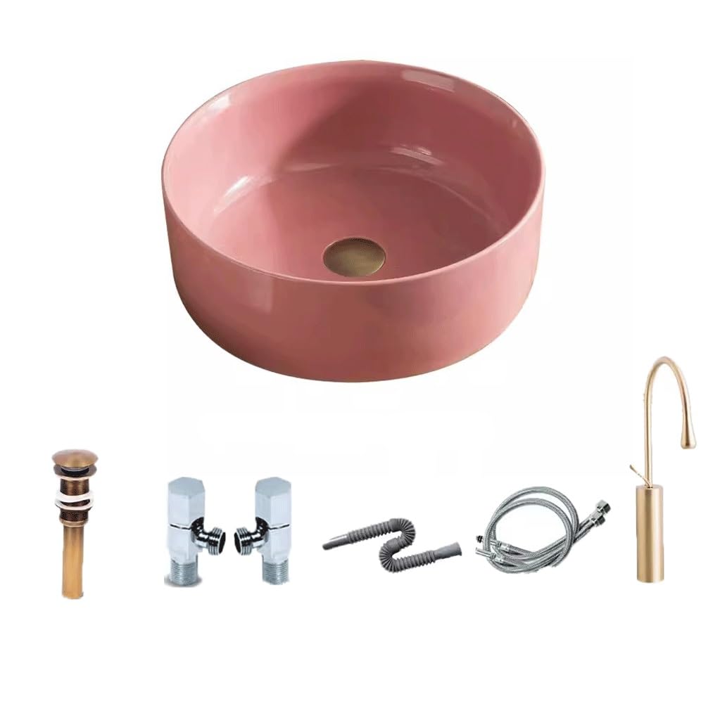 OLSKFUH Bathroom Vanity Household Washbasin Bathroom Small Apartment Above Counter Washbasin Single Basin Courtyard Pool Basin Bathroom Sink,B