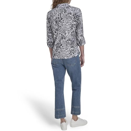 Image of Nautica Women's Button Front Long Sleeve Roll Tab Shirt