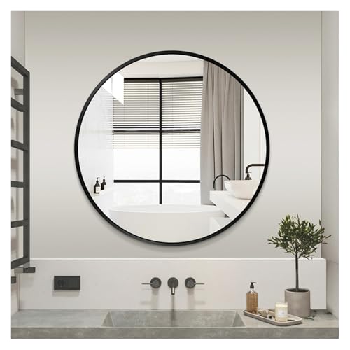 Miroir circulaire moderne au cadre en aluminium noir minimaliste