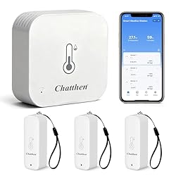 Chatthen Termometro Wifi, Higrometro Termometro Ex...: Alta precisión: El kit de temperatura y humedad Chatten ofrece un rango de medición de temperatura de -20 a 60 °C con una precisión de ±0,5 °C. La precisión de la humedad alcanza ±5 % dentro del rango de humedad relativa de 0-100 %. La aplicación adm...