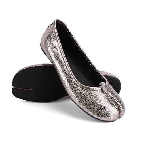 Image of VBDB Tabi Ballet Flats Shoes for Women Rounde Toe Wide Width Split Toe Low Heel Comfortable Flats Shoes