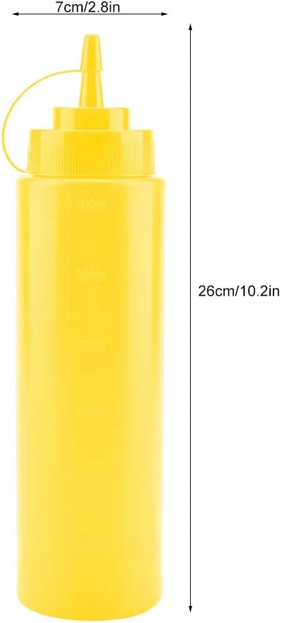 720ml 10PCS Set Plastic Dispenser: For Oil, Sauce, Cream, And Vinegar, Ideal for Kitchen Use and Pancake Batter Dispensing (Yellow)