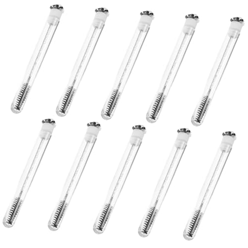 Healvian 10PCS Eyelash Spoolie Brush with Tube Portable Makeup Applicator for Women Lash Wands for Eyelash Extensions Convenient Empty Mascara Tube Wand