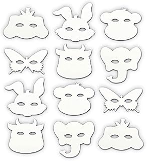 12pk Colour-In Animal Masks for Kids | Make Your Own Animal Face Masks | Animal Party Bag Filler Masks | Jungle Party Animal Mask Making Kit For Kids Animal Masks Jungle Party Bag Fillers