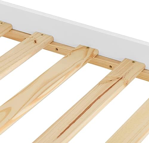 Blisswood 3ft Single Bed Frame, White & Pine Wooden Bed Frame Solid Pine Wood Bed Frames Bedroom Furniture For Adults Kids Girls Bed Frame Headboard And Low Foot (98 X 197cm Single Bed White)