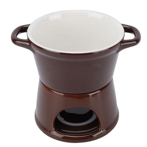 Focket Mug à fondue en céramique, 300 ml, avec fourchette, idéal pour faire fondre le chocolat. Coffret fondue au fromage et au fromage. Cadeau parfait pour Noël, un mariage (BROWN)