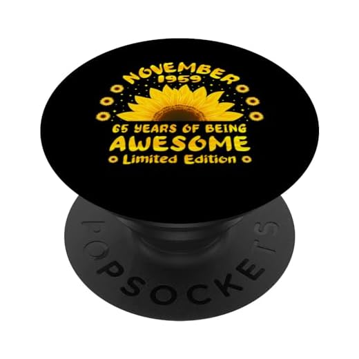 65 Cumpleaños 65 Años Amante del Girasol Nacido en noviembre 1959 PopSockets PopGrip Intercambiable