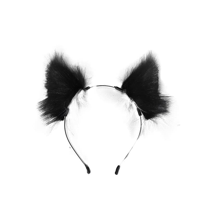 Furry animal ear hair accessories Fox ears animal ear hair hoop cos hair clip hairpin cat ear accessories (black)