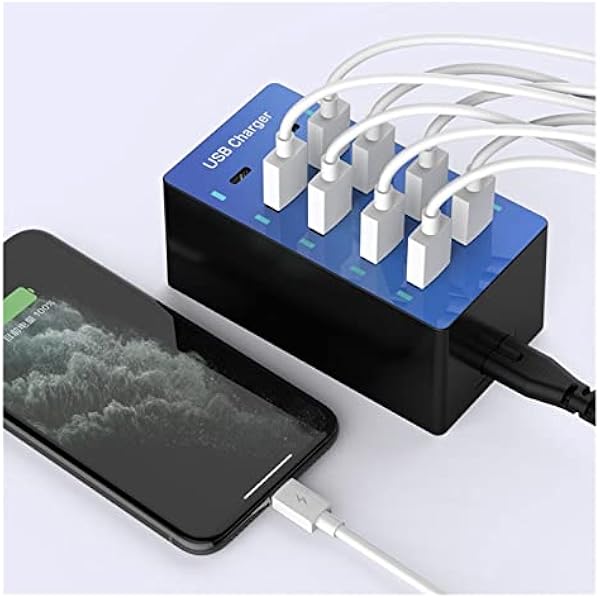 Зарядное устройство USB 50 Вт 5V2.4A 10 портов Несколько зарядных станций USB Быстрое зарядное устройство Wit