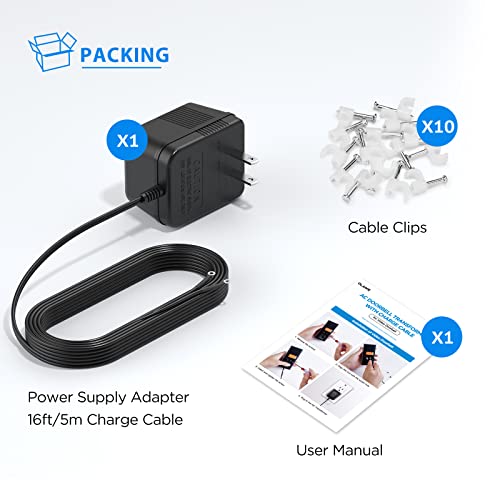 Olaike 18V Doorbell Transformer Power Adapter Compatible With Blink Video Doorbell, With 5M/16Ft Ac Charger Cord,No Worry About Battery Power,Black #TOP4