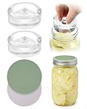 Elementi Mason Jar Fermentation Kit - Set of 2 Silicone Fermenting Lids & Wide Mouth Fermentation Weights - Sauerkraut, Kimchi & Pickling Kit - Airlocks for Fermenting Jar