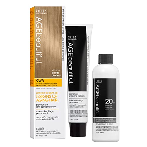 Image of AGE beautiful Permanent Hair Color Cream, 100% Gray Coverage Hair Dye with Biotin Anti-Aging Formula for Fuller, Thicker Hair, Professional Salon Quality