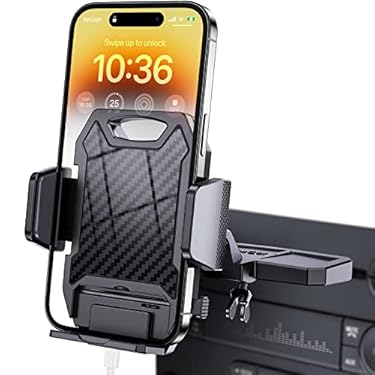 AMAZON - APPS2Car Sturdy CD Slot Phone Mount with One Hand Operation Design, Hands-Free Car Phone Holder Universally Compatible with All iPhone & Android Cell Phones, for Smartphone Mobile (Carbon Fiber)