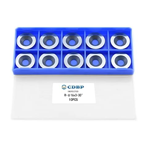 CDBP 16mm(5/8 inch) Round Carbide Inserts for Woodturning, R16x3mm Indexable Carbide Cutter fits for DIY Woodworking Lathe Wood Turning Finisher Hollower Tools, Ci0, 10 Pcs Cover