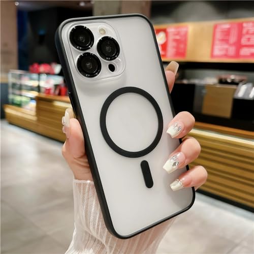 Chargement sans fil pour iPhone 14 ProMax via cette coque magnétique translucide noire ENILSA